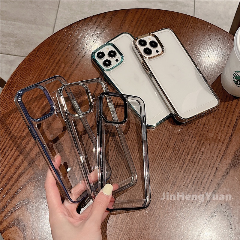 Ốp Điện Thoại Silicon Trong Suốt Mạ Viền Sang Trọng Chống Sốc Cho IPhone 13 12 11 Pro Max XR XS X
