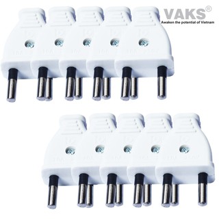 10 cái Phích cắm điện tròn 7216 - 10A - 250V - Nhựa chống vỡ - sx tại Việt nam