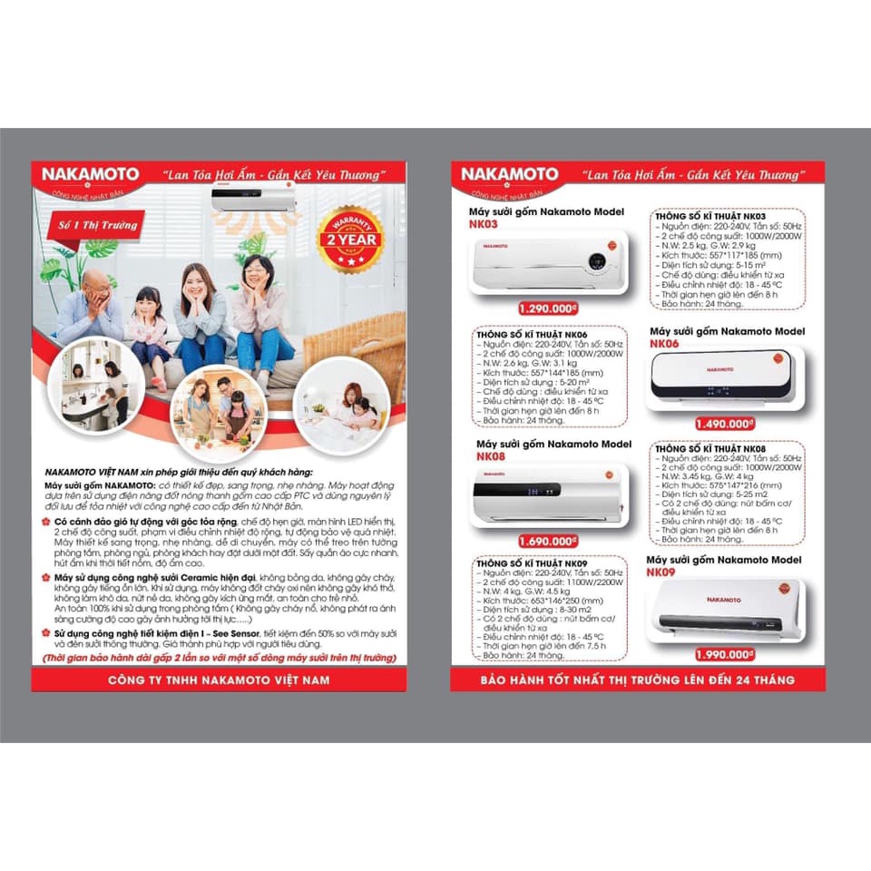 Máy sưởi NAKAMOTO máy sưởi gốm sưởi ấm cho bé, máy sưởi nhà tắm, các phòng trong nhà - Thương Hiệu Nhật Bản - Rethea