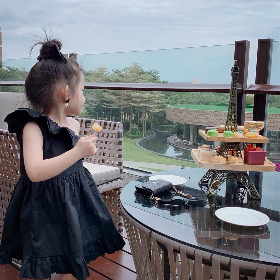 Đầm Công Chúa Không Tay Màu Đen Thời Trang Xuân Hè Hàn Quốc Cho Bé Gái