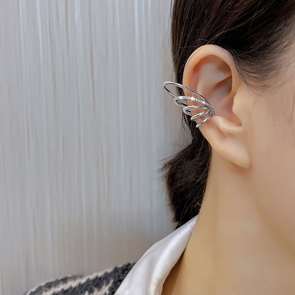 Khuyên kẹp vành tai đính đá zircon nhiều màu phong cách punk Hàn Quốc thanh lịch cho nữ