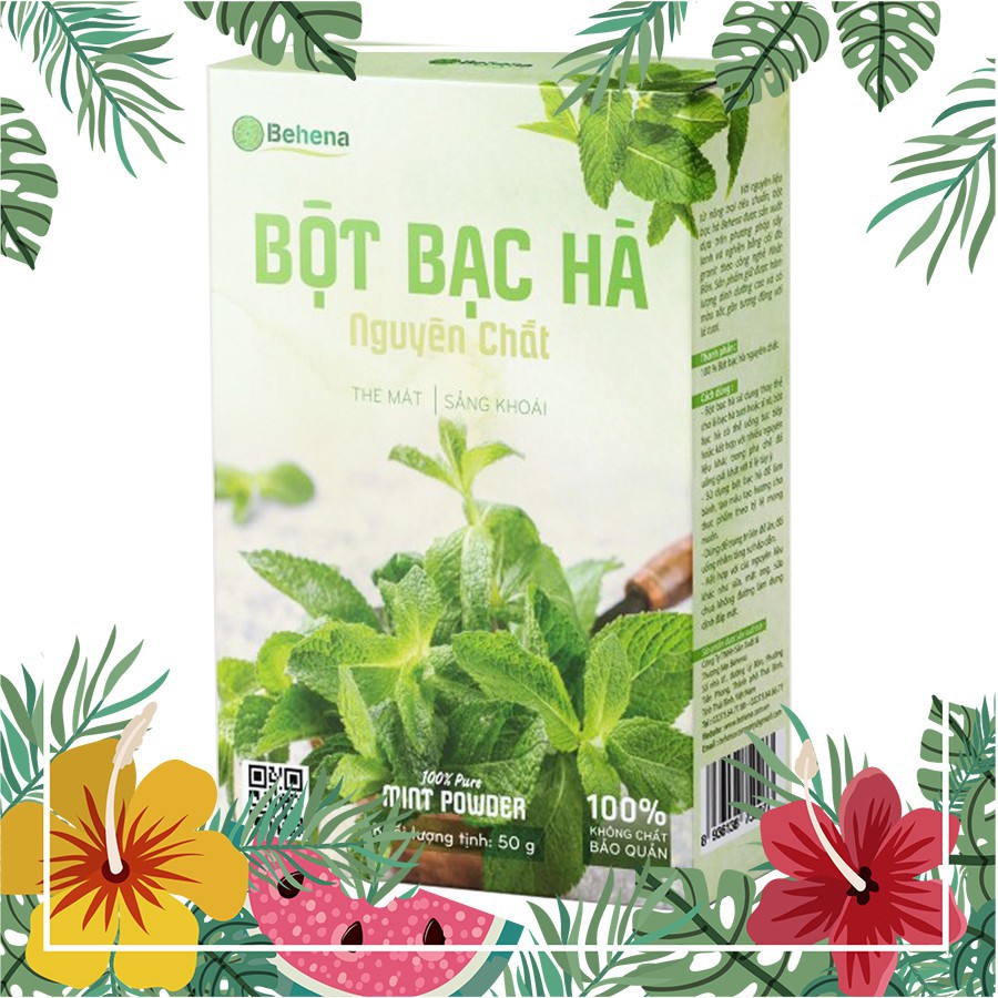 Bột bạc hà Behena nguyên chất the mát trị mụn, làm đẹp da hộp 50gr - HapuHouse