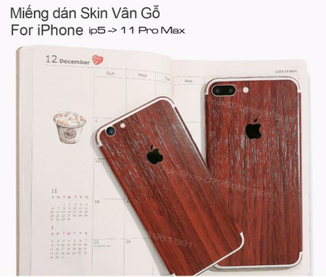 [IPHONE] Tấm dán Skin Mặt Sau Giả Gỗ Full Viền Dành cho iPhone 5 6 7 8 6plus 7plus 8plus X XS XSMAX XR 11 PRO MAX 12 PRO