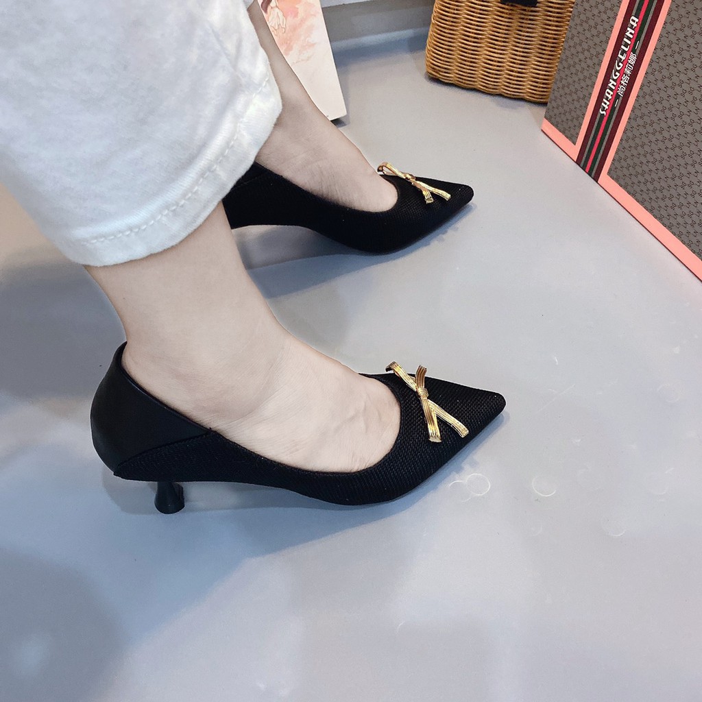 Cao gót pha nhũ nơ nhí