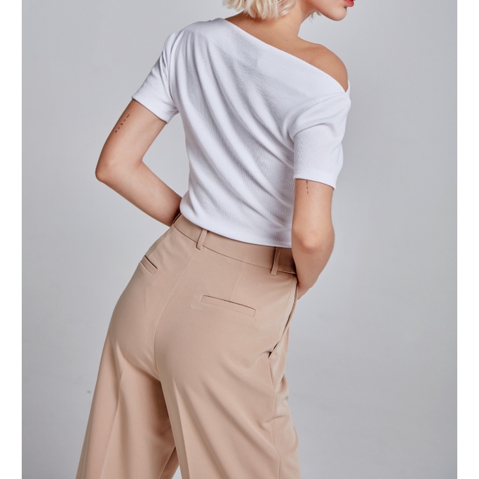 COCO SIN - Quần Nữ Dáng Suôn Ống Rộng Màu Nâu