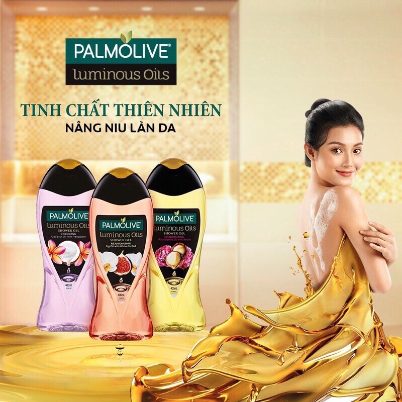 Dầu sữa tắm tươi trẻ làn da Palmolive tinh dầu vả và hoa lan trắng 400ml