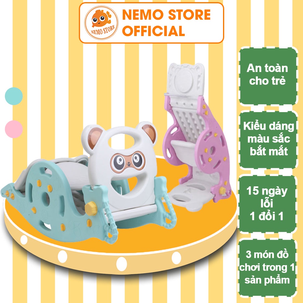 Cầu trượt cho bé bập bênh đồ chơi trong nhà cho bé cao cấp 3 in 1 Nemo Store