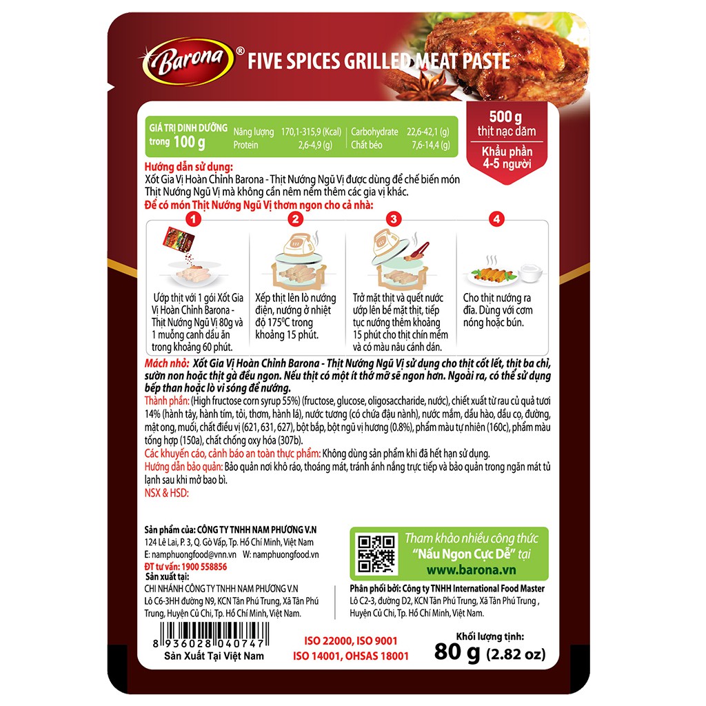 Xốt Gia Vị Hoàn Chỉnh BARONA - Thịt Nướng Ngũ Vị 80g | BigBuy360 - bigbuy360.vn