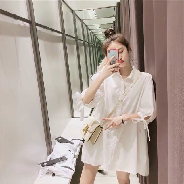 Váy sơ mi ulzzang xếp li