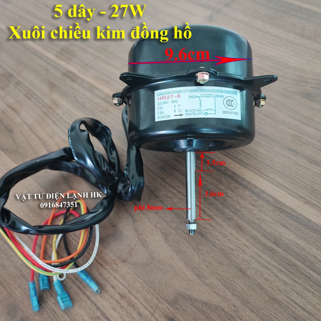Motor động cơ quạt cục nóng điều hoà 27W 36w 5 dây loại tốt (Dùng cho quạt dàn nóng điều hòa máy lạnh )