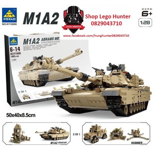 NonLego Army Modern War Kazi 10000 Bộ lắp ráp 2 in 1 : Xe Tank Abram M1A2 và Xe Humvve của Mỹ