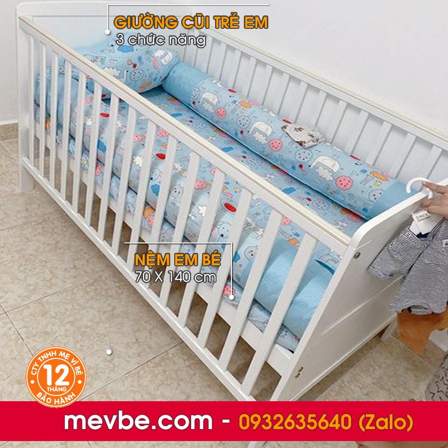 Nôi cũi, giường cũi 3 trong 1 Marlow trắng - Mẹ Vì Bé