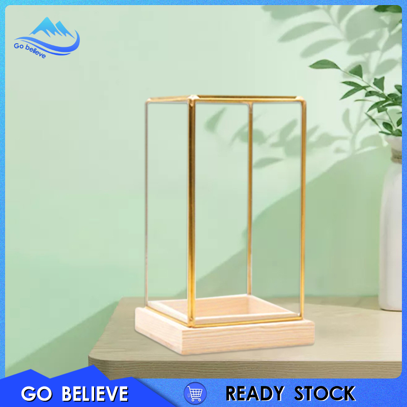 [Go believe]Cuboid Antique Illustration Glass Decorative Terrarium Display Cabinet