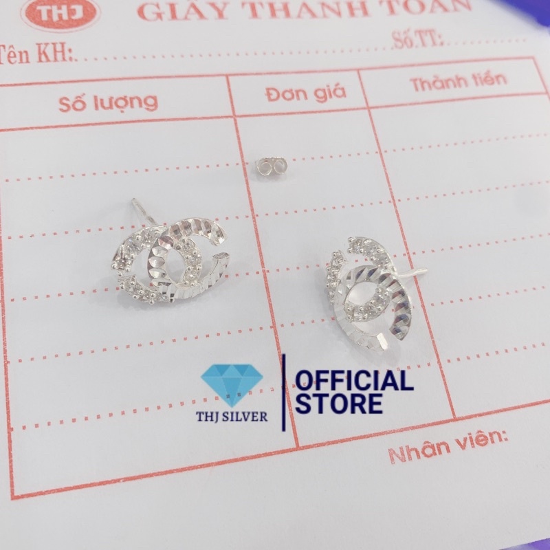 Bông tai chứ x phay sáng đẹp bạc ta - Trang sức BẠC THJ