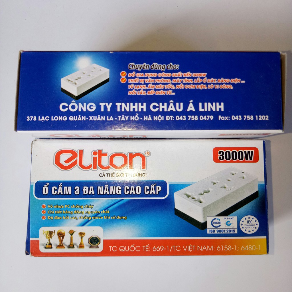 [ELITON] Ổ Cắm 3 Lổ Có Đa Năng Cao Cấp CS3000w