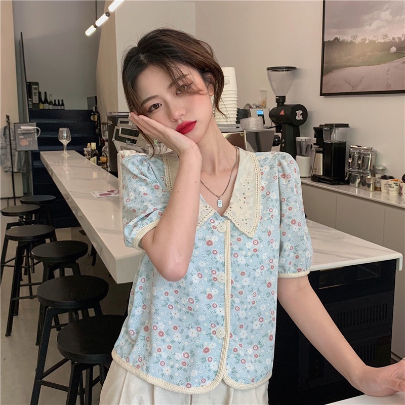 Áo Sơ Mi Ngắn Tay Phồng In Họa Tiết Hoa Nhỏ Thời Trang Mùa Hè Hàng Mới Dành Cho Bạn