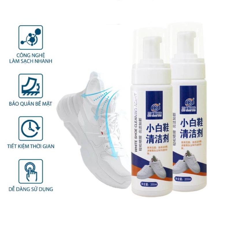 Chai Xịt Bọt Vệ Sinh Sạch Giày Sneaker Không Cần Giặt, Kèm Bàn Chải Và Khăn Lau DANA