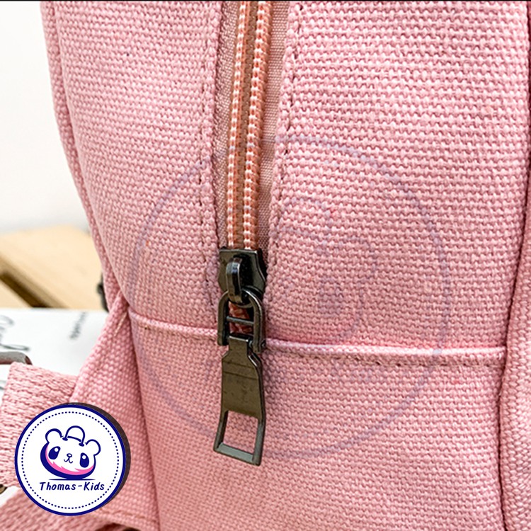 [THOMAS KIDS] Ba Lô Bằng Vải Canvas In Họa Tiết Voi Hoạt Hình Dễ Thương Thời Trang Dành Cho Bé 4-7 Tuổi