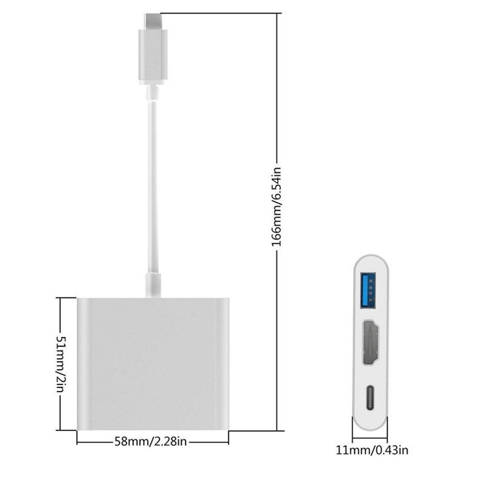 Bộ Chuyển Đổi Hub 3 trong 1 Type C Sang HDMI USB 3.0 Type-C 3 in 1 hỗ trợ 4K