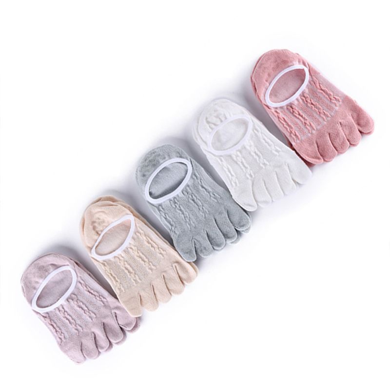 Youyo Vớ Thuyền Ngắn Năm Ngón Cotton Jacquard Lưới Jacquard Vô Hình Cổ Thấp Cắt Năm Ngón Mùa Hè Cho Nữ