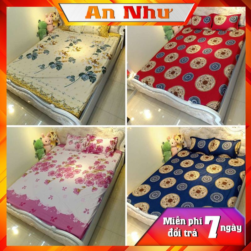 Bộ ga gối 💖m6/m8💖 ga trải giường + 2 vỏ gối nằm hoa lá An Như Bedding