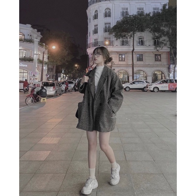 [Hàng chuẩn] Áo dạ kẻ Hàn Quốc lỡ form rộng, Áo dạ vest kẻ form lỡ cực xinh -hinhin | BigBuy360 - bigbuy360.vn