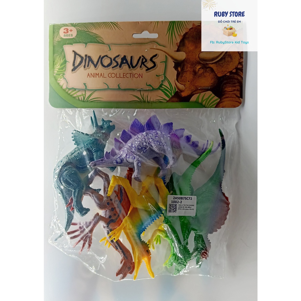 TÚI 6 MÔ HÌNH KHỦNG LONG KIỂU KHÁC NHAU, NHIỀU MÀU