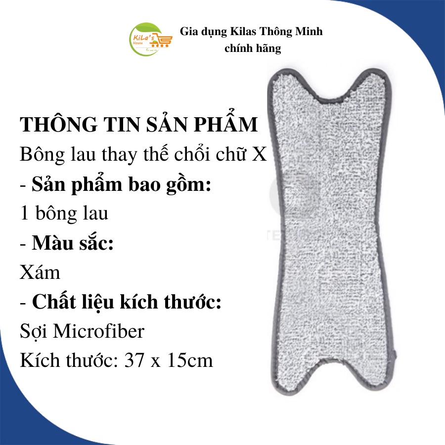 Bông Lau Nhà Thay Thế Cho Cây Lau Nhà Chữ X - Bông Lau Nhà Thay Thế Chữ X Có Độ Thấm Hút Cao, Dễ Vệ Sinh