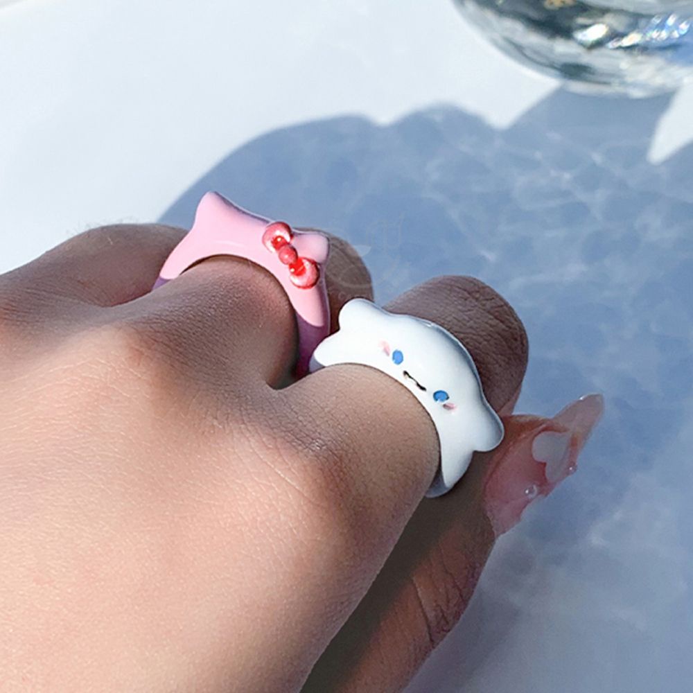 Nhẫn hở có thể điều chỉnh kích thước hình mèo / cún phủ dầu phong cách Hàn Quốc ngọt ngào làm quà tặng cho nữ