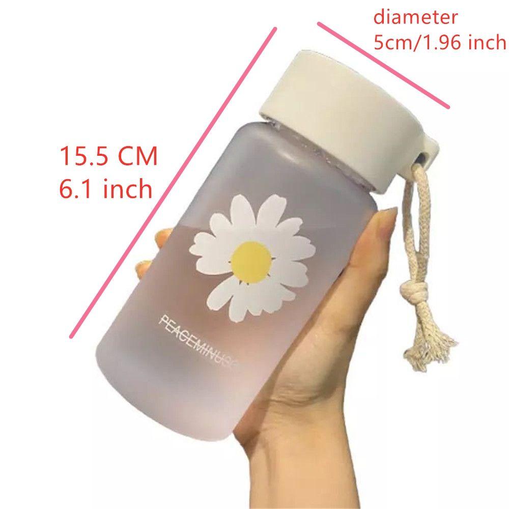 PISTA Bình Nước Nhựa BPA Có Dây Thừng Họa Tiết Hoa Cúc Mờ / Matte