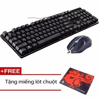 Combo bàn phím giả cơ Q17 và chuột chơi Game R8 1602 (Đen) + Tặng kèm lót chuột