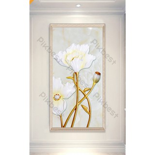 Tranh dán tường Tranh 3D dán tường Hoa Trắng Nền Đá Vân (kích thước lớn)