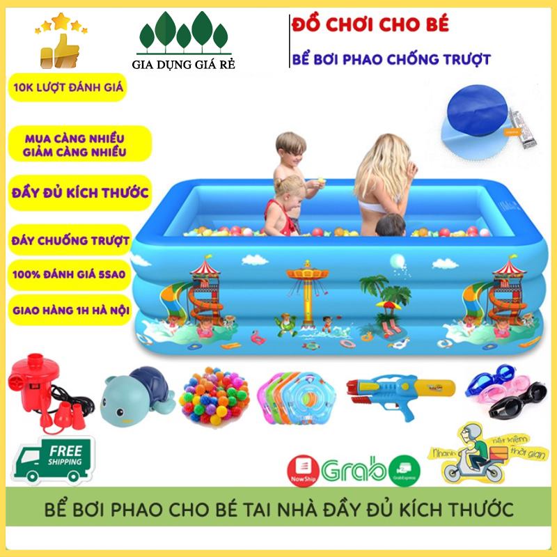 Bể Bơi Cho Bé, Bể Bơi Phao Cho Bé 3 Tầng Nhiều Kích Thước, Hàng Loại 1 Có Đáy Chống Trượt An Toàn Cho Bé, Nhiều Quà Tặng