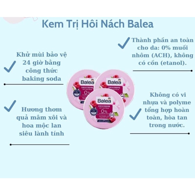 [SẴN] KEM KHỬ MÙI HÔI NÁCH BALEA DEOCREME với baking soda - best choice trong mùa hè