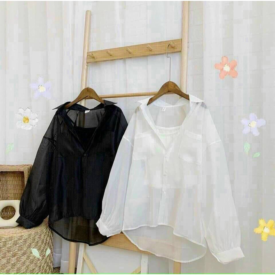 Set Đồ 2 Món Gồm Sơ Mi Voan + Áo Hai Dây Basic Siêu Hot, Hàng Shop, Hàng Cao Cấp Loại 1