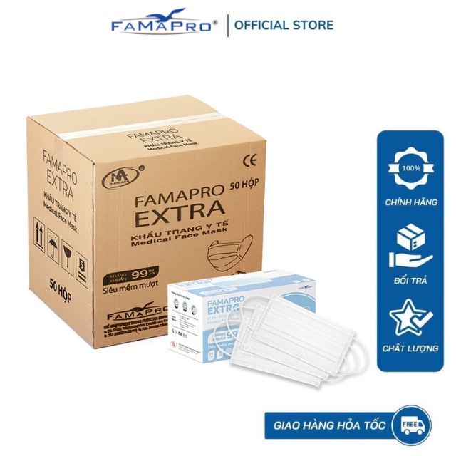 Khẩu trang y tế cao cấp kháng khuẩn 4 lớp Famapro Extra
