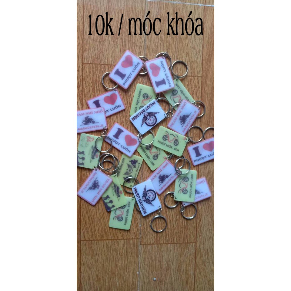 móc khóa mica , logo phượt thông chốt