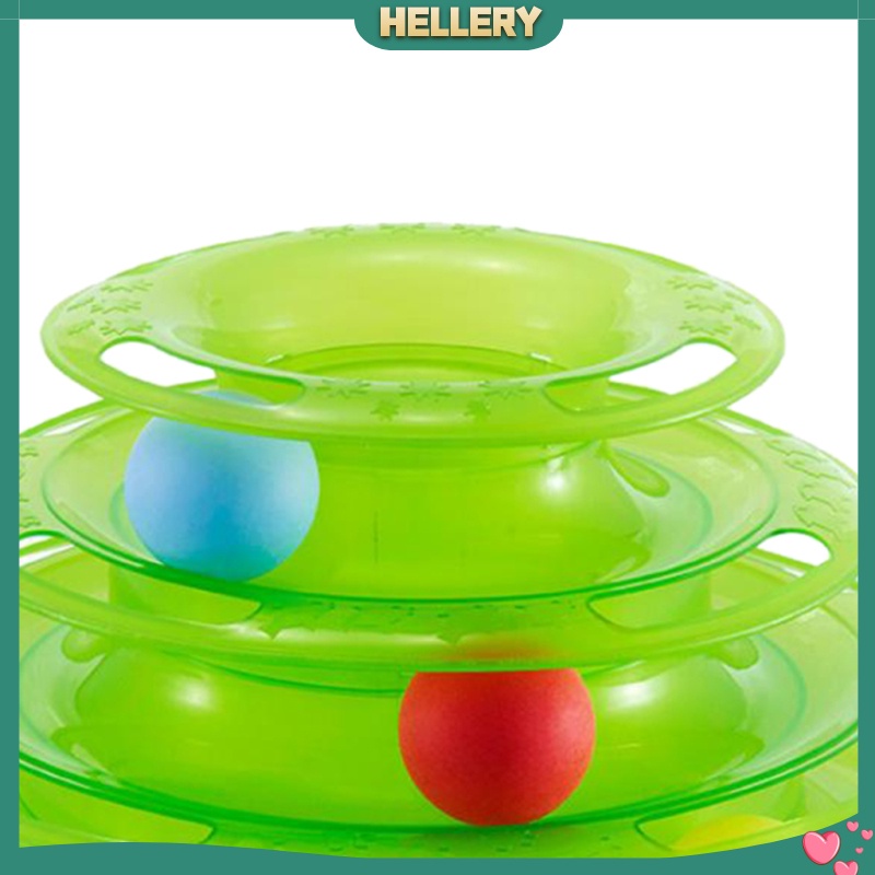 [HelleryVN] Khay Bóng Đồ Chơi Ba Tầng Màu Xanh Lá Cây Thông Minh Cho Mèo Cưng