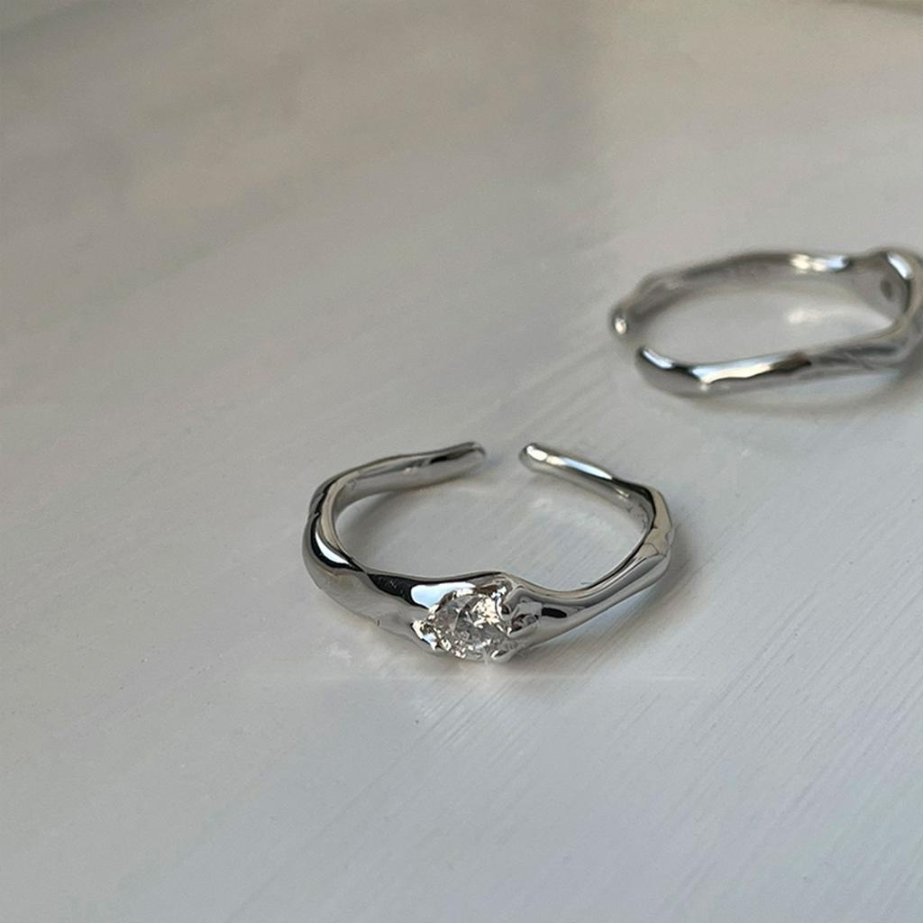 Nhẫn Hở Đính Đá Zircon Phong Cách Hàn Quốc Cá Tính Cho Nữ