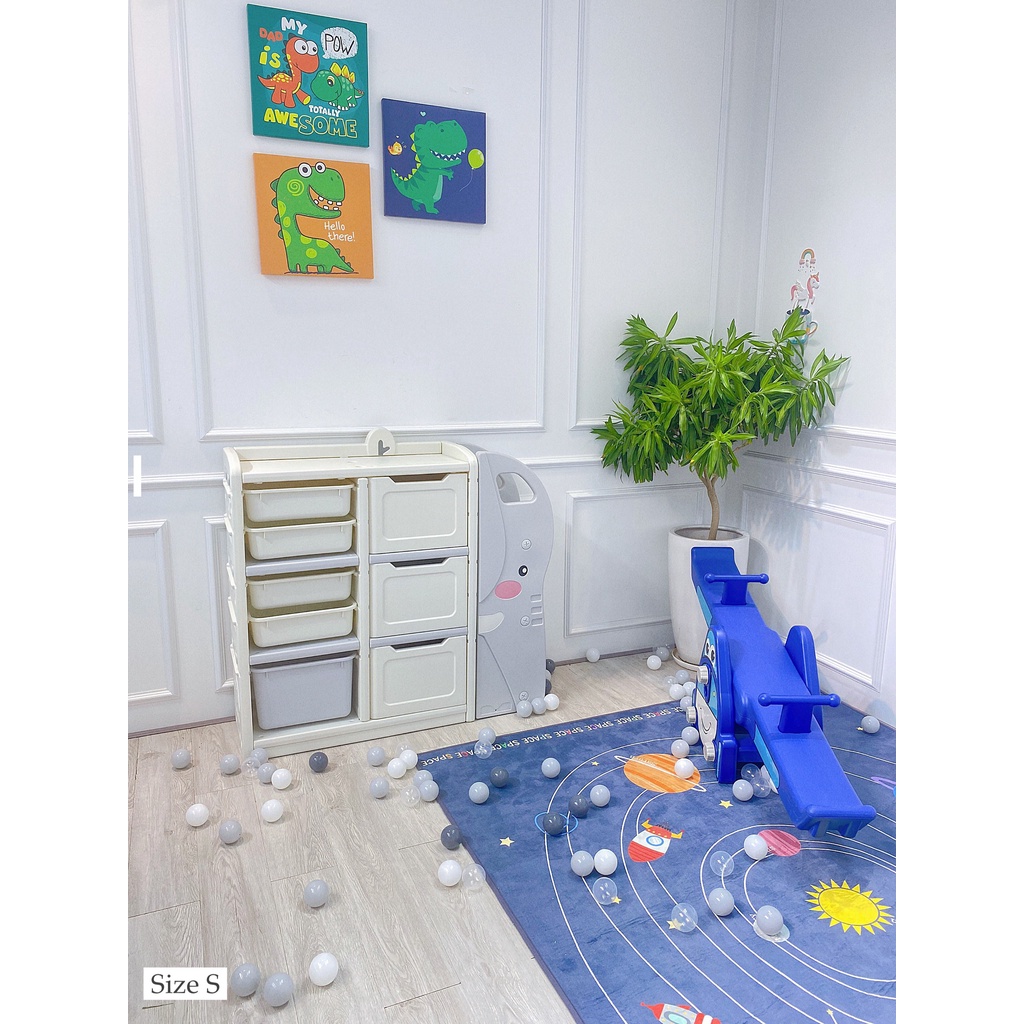 Tủ nhựa đa tầng mẫu voi đa năng chia nhiều ngăn cho bé BABYCOSI có ngăn kéo