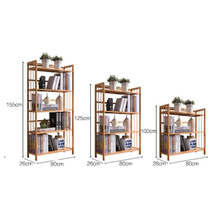 Kệ sách/trang trí bằng tre 5 tầng 80x26x155