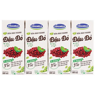 Sữa đậu nành đậu đỏ Vinamilk lốc 4 hộp x 180ml