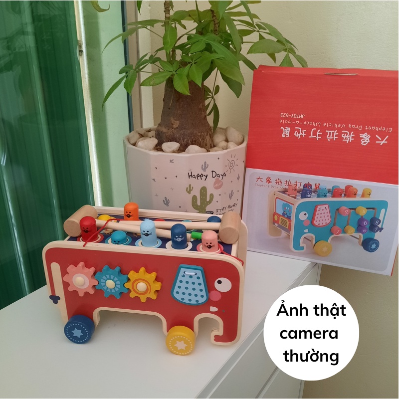 Đồ Chơi gỗ Đập Chuột Hình Con Voi Kết Hợp Trò Chơi Luyện Khả Năng Phản Xạ Cho bé, đồ chơi giải trí