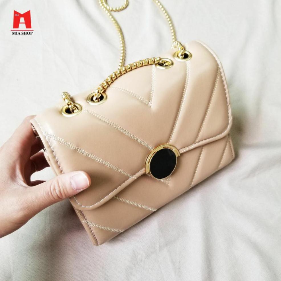 Túi xách nữ, túi đeo chéo nữ khuy bấm, dây xích dài MIA11 MIA CLUTCH 194 Free Ship