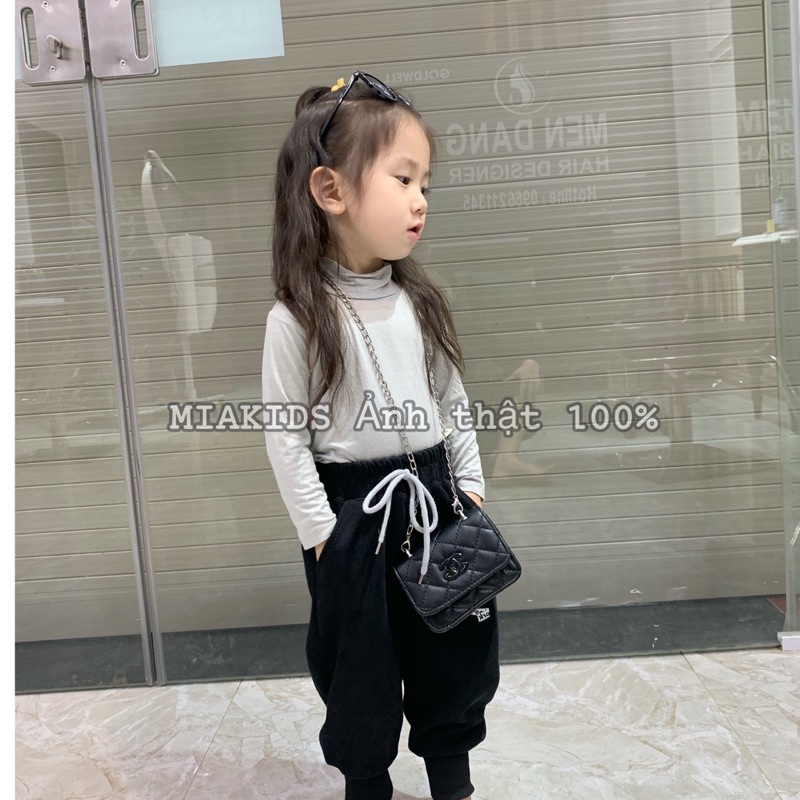 Áo giữ nhiệt trơn cho bé, áo thu đông cổ cao dài tay chất thun lạnh cho bé