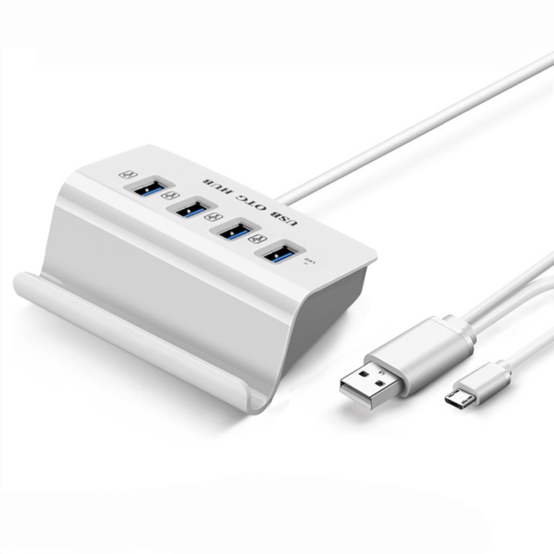 Hub Chia 4 Cổng USB OTG Type C Và Micro USB OTG USB 2.0 Kèm Giá Đỡ Điện Thoại / Máy Tính Bảng / Máy Tính Bảng / Laptop