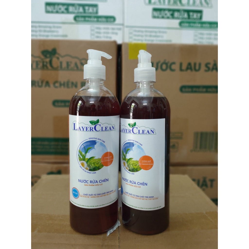 Nước rửa bát hữu cơ Layer Clean hương Quế, hương Quýt 800ml