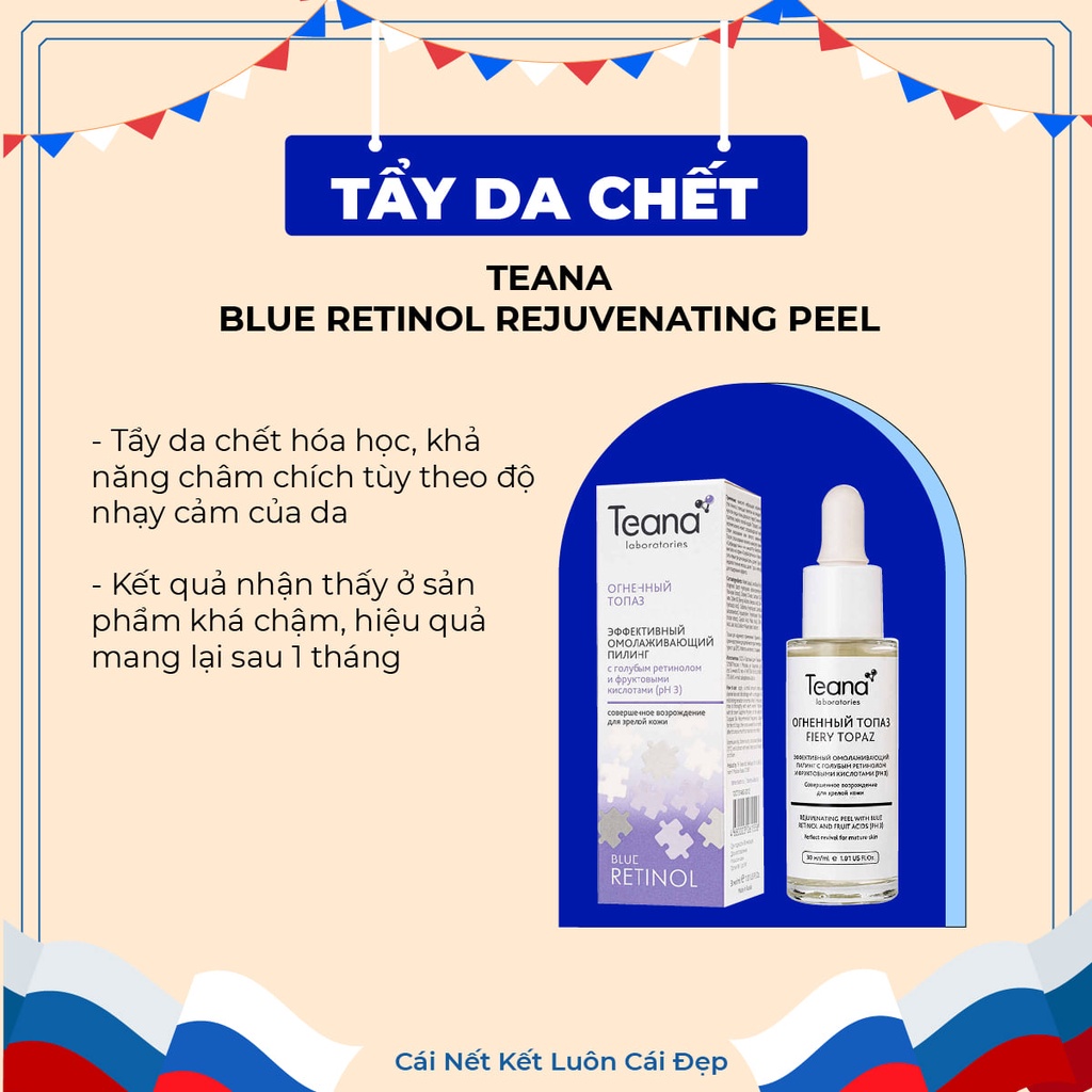 Serum Teana Blue Retinol Peel Da Căng Bóng Giảm Mụn, Làm Săn Chắc Mờ Thâm Nám Sẹo Và Trẻ Hoá Da 30ml