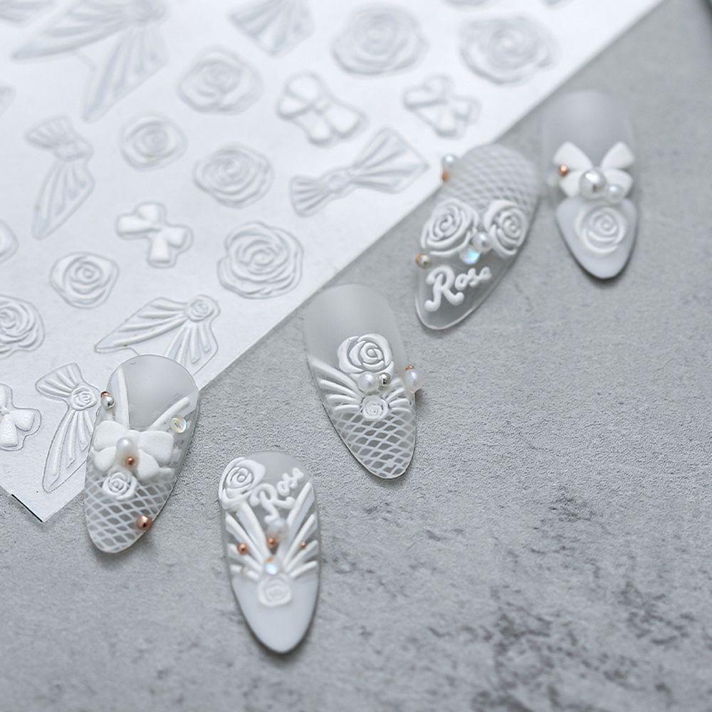 OCEANMAP Miếng Dán Trang Trí Móng Tay Hình Nơ Bướm Hoa Hồng Xinh Xắn