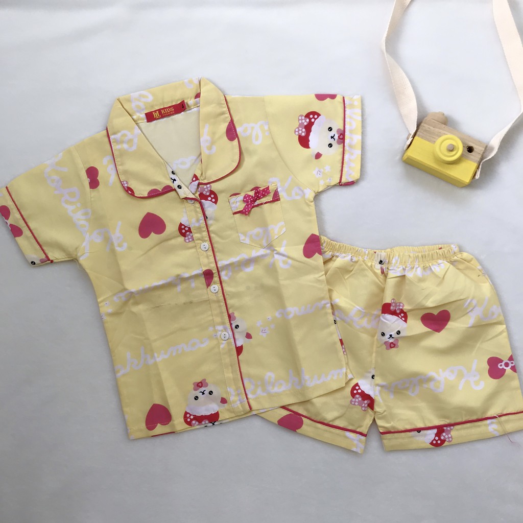 Bộ đồ pyjama rời tay ngắn quần ngắn họa tiết dễ thương cho bé (10-28kg) - Hirokids